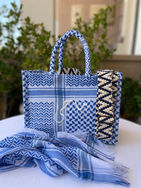 Kiffeyeh bag White & Blue – Bubbly Threads Kiffeyeh bag White & Blue – Bubbly Threads